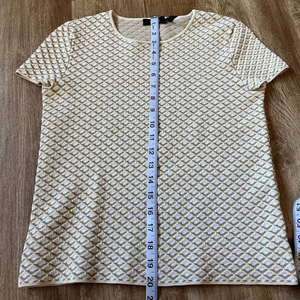 Theory Women's Size P Beige 'Ferson Glossed' Printed Boxy Shirt Heavy Weight - Picture 7 of 7